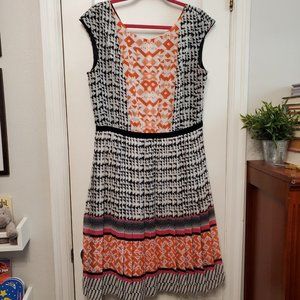 Halogen Black and Orange Patterned Dress